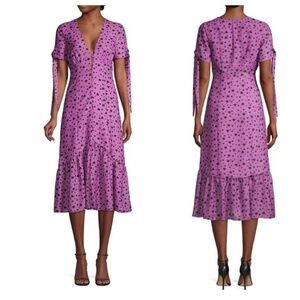 𝅺new Delfi Collective Purple Heart Print Yvette Midi Dress US M
